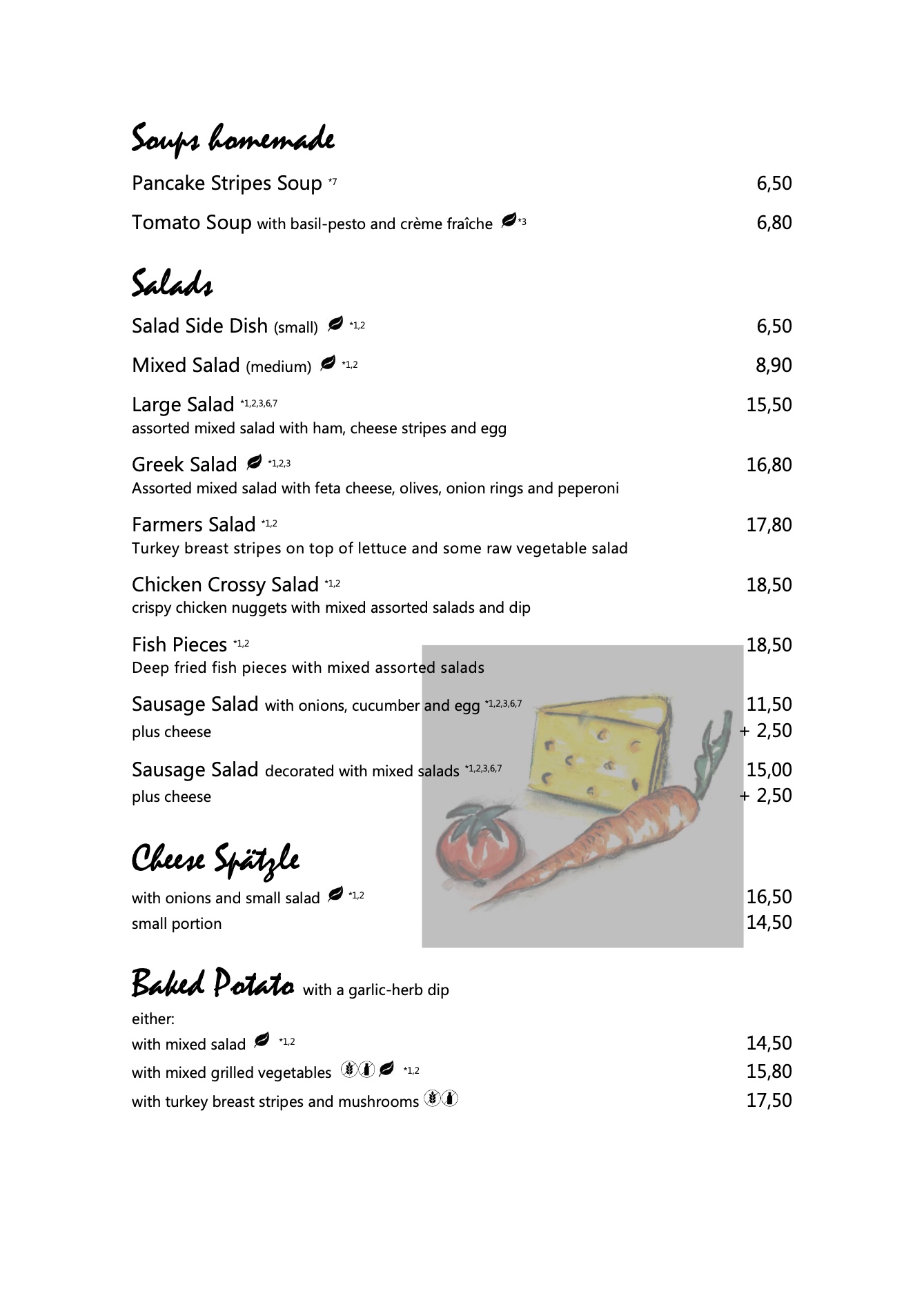 English menu page 1